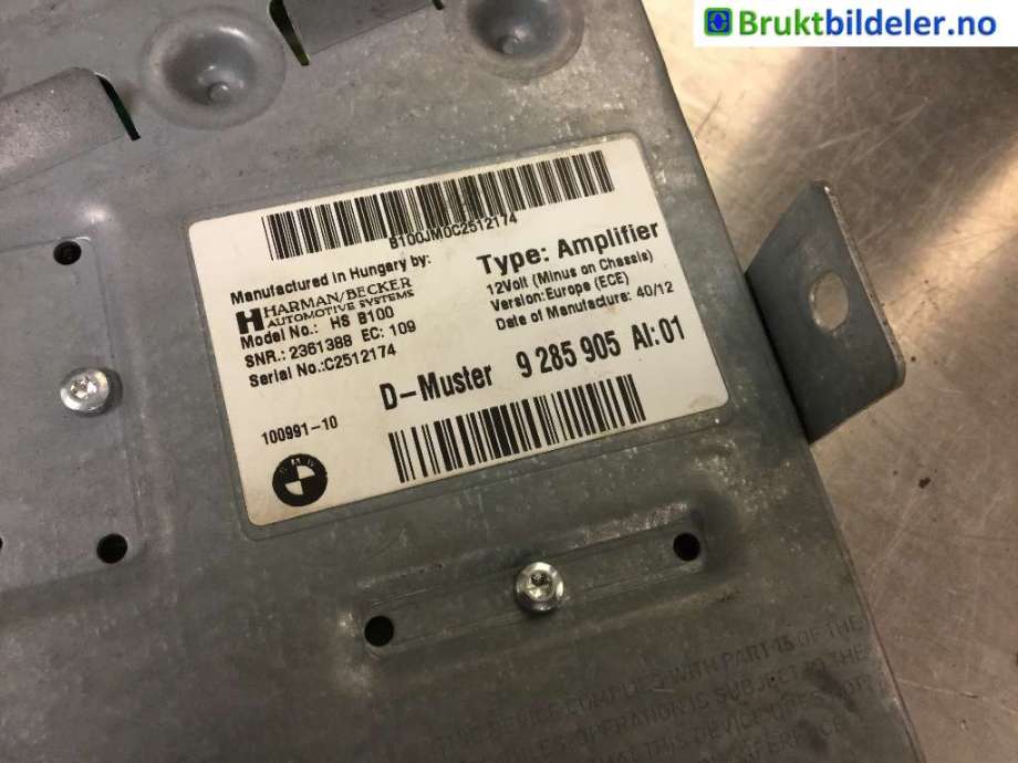 Bilstereo forsterker til BMW 1-Serie 2011-2015 (Fase 1) (F20/F21) (F20/F21) (BMW|9 285 905|)