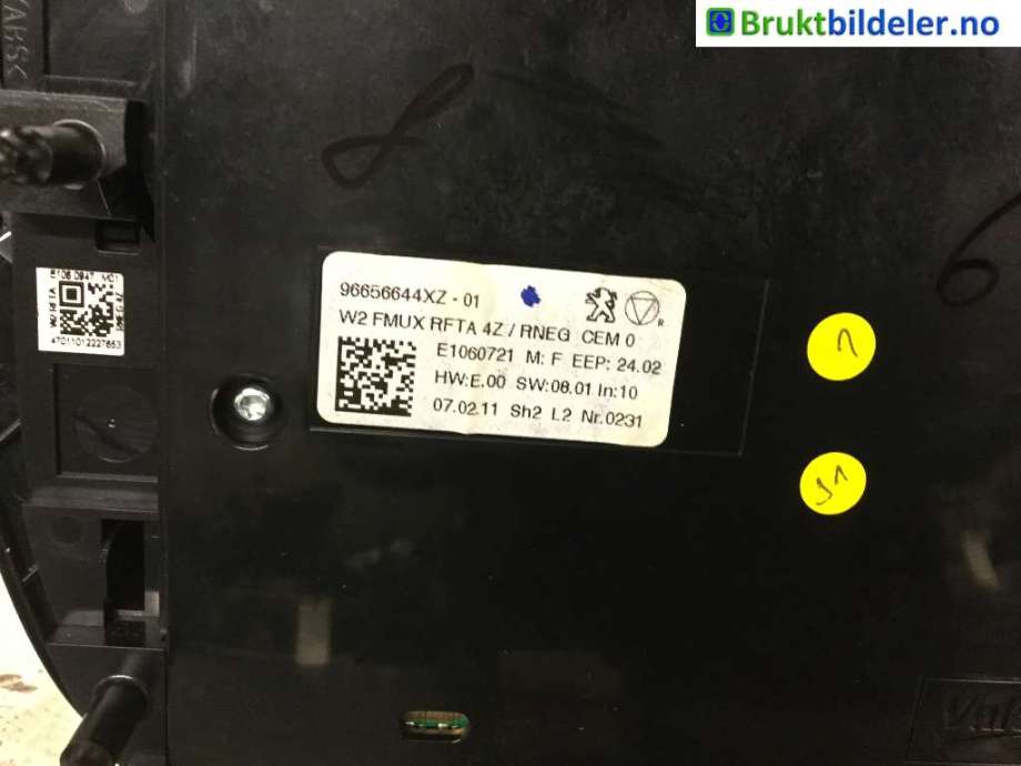 Varmeapparat betjening til Peugeot 508 2011-2014 (Type I, Fase 1) (PEUGEOT|96 656 644 XZ|)