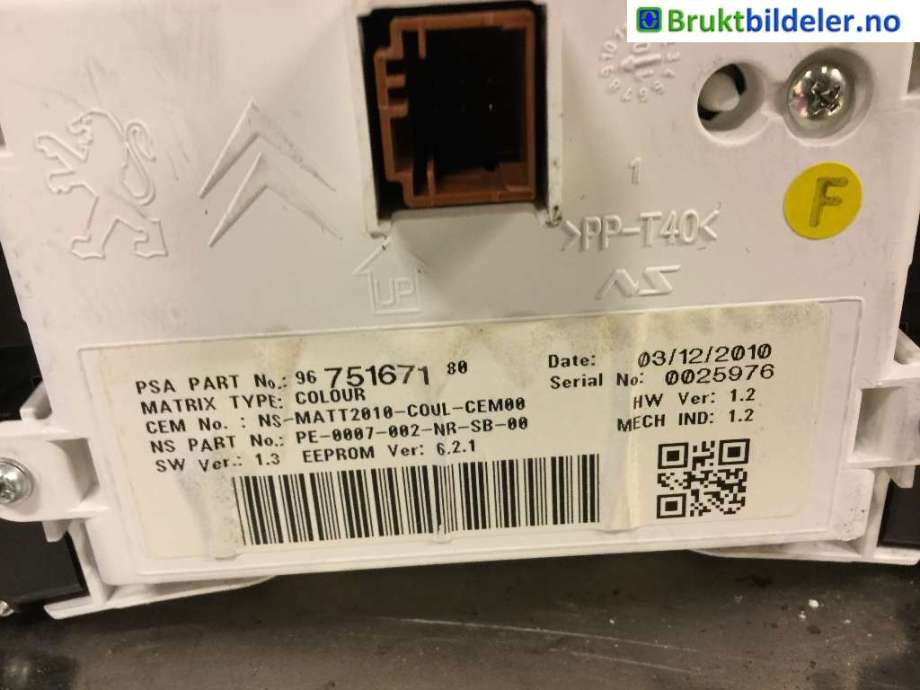 Instrumentpanel til Peugeot 508 2011-2014 (Type I, Fase 1)  (PEUGEOT|96 659 660 80||96 751 671 80)