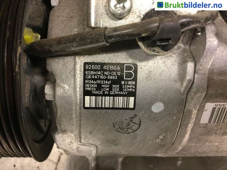 Aircondition kompressor til Nissan Qashqai 2014-2021 (Type II)  (NISSAN|92600-4EB0A|447160-6893|)