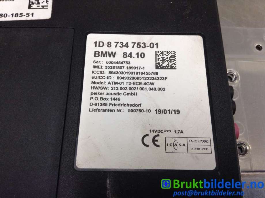 Styreenhet diverse til BMW i3 2013-2022 (BMW|8 734 753-01|)