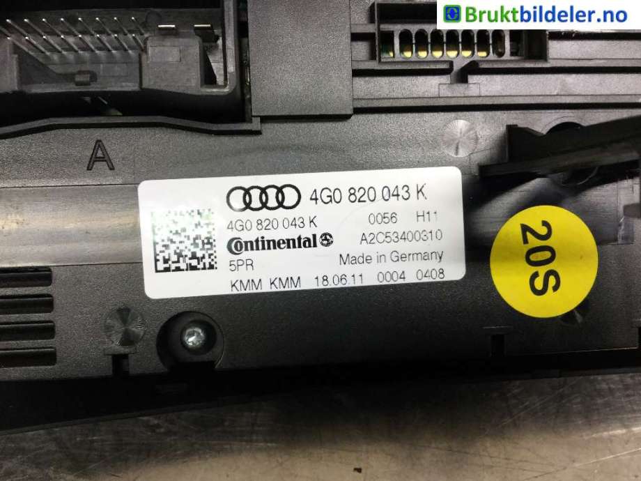 Varmeapparat betjening til Audi A6 2011-2014 (Type IV, Fase 1) (C7) (C7) (AUDI|4G0 820 043 K|)