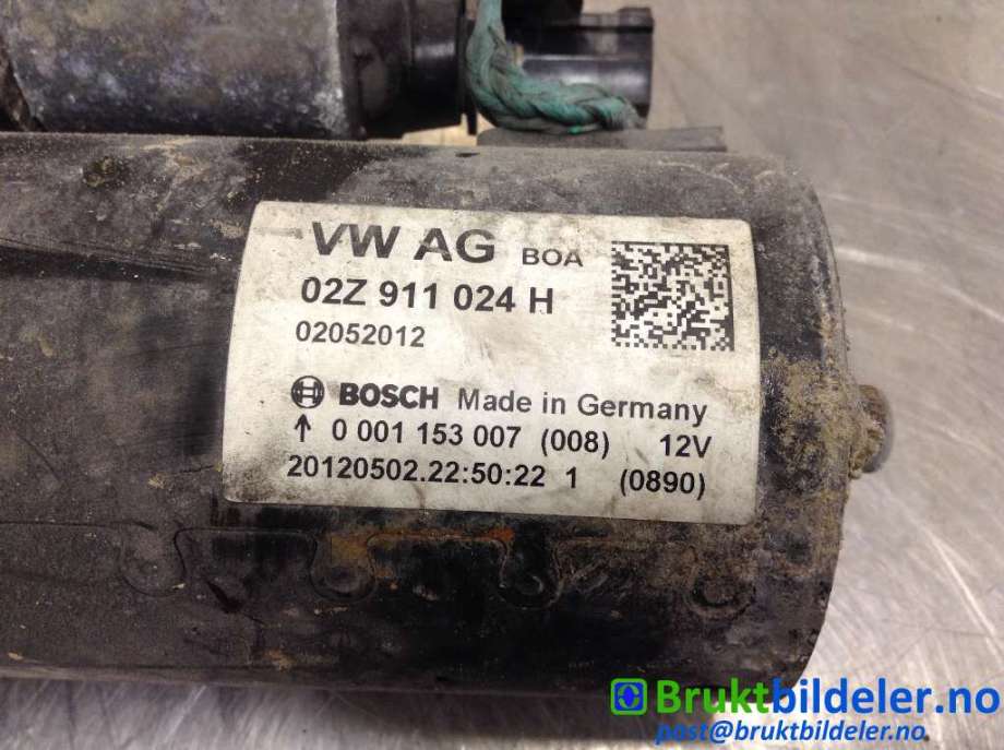 Starter diesel til VW Touran 2010-2015 (Type I, Fase 3)  (VOLKSWAGEN|02Z 911 024 H|0 001 153 007|)