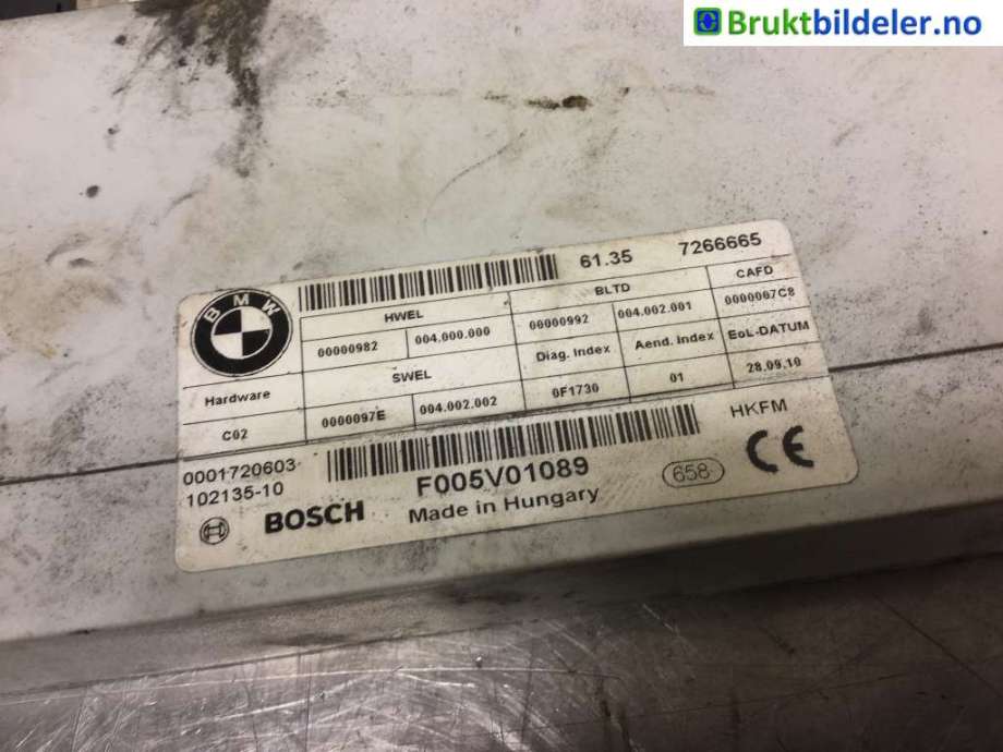 Styreenhet diverse til BMW 5-Serie 2010-2017 (F10/F11) (F10/F11) (BMW|61 35 7 266 665|F 005 V01 089|)