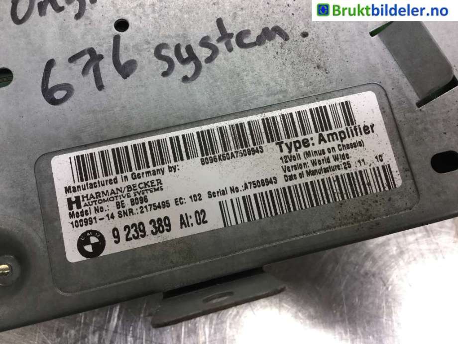 Bilstereo forsterker til BMW 5-Serie 2010-2017 (F10/F11) (F10/F11) (BMW|9 239 389|)