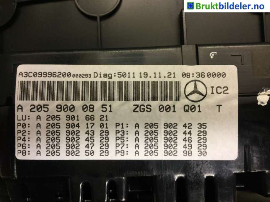 Instrumentpanel til Mercedes GLC 2015-2022 (X253) (X253) (MERCEDES|A 205 900 00 51|)