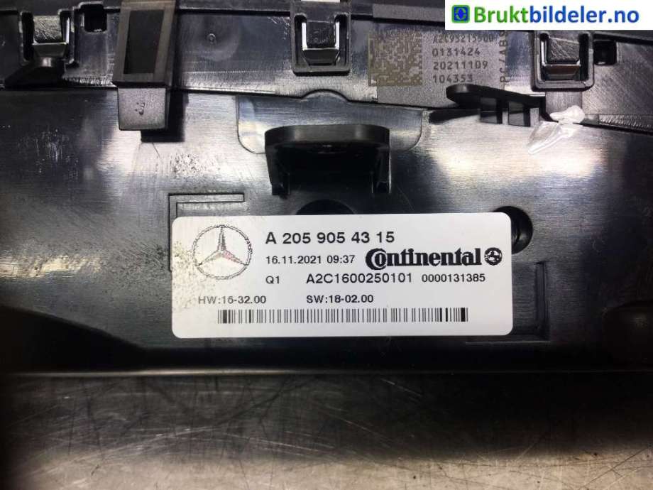 Varmeapparat betjening til Mercedes GLC 2015-2022 (X253) (X253) (MERCEDES|A 205 905 43 15|A2C1600250101|)