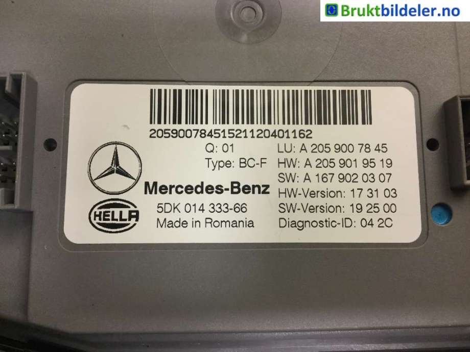 Styreenhet diverse til Mercedes GLC 2015-2022 (X253) (X253) (MERCEDES|A 205 900 78 45|)