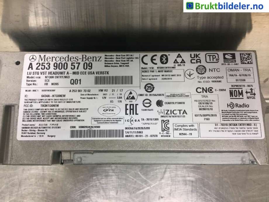 Bilstereo til Mercedes GLC, 2015-2022 (X253) (X253) (MERCEDES|A 253 900 57 09)