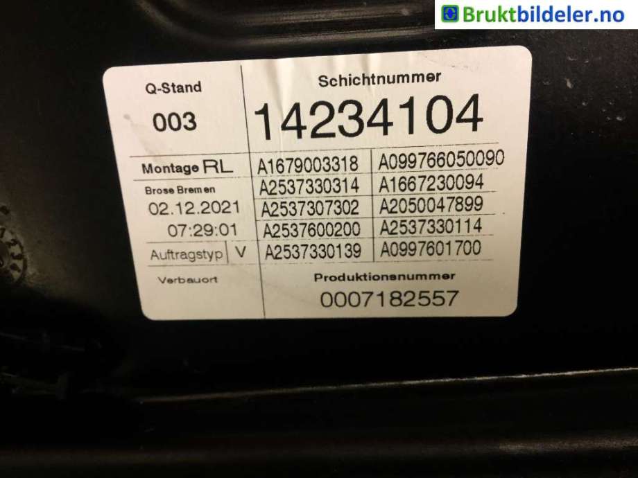 Ruteheis venstre bak til Mercedes GLC 2015-2022 (X253) (X253) (MERCEDES|A 167 900 33 18|)