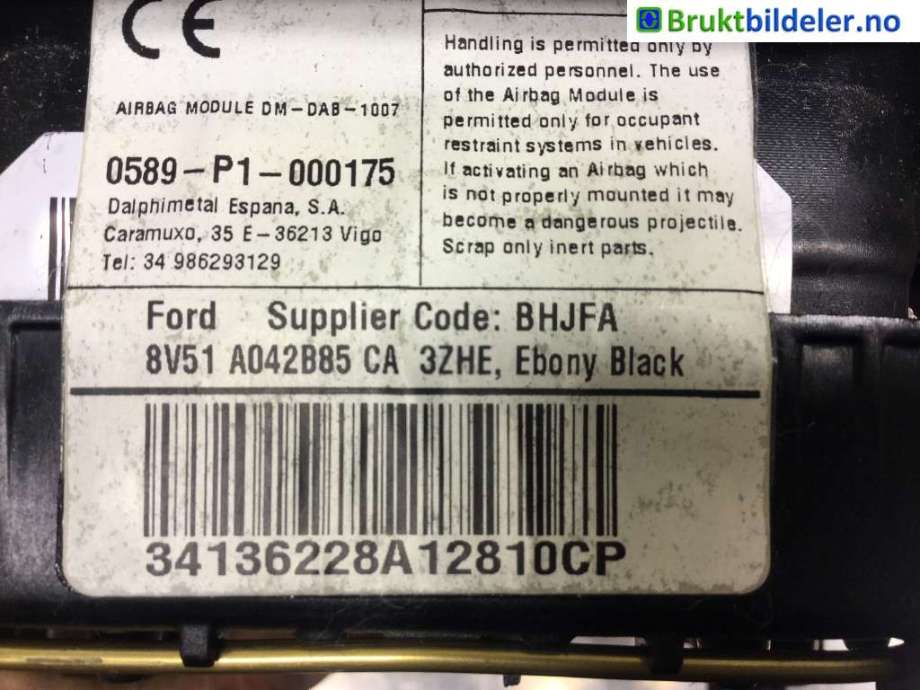 Airbag rattpute til Ford B-Max 2012-2017  (FORD|0589-P1-000175|)