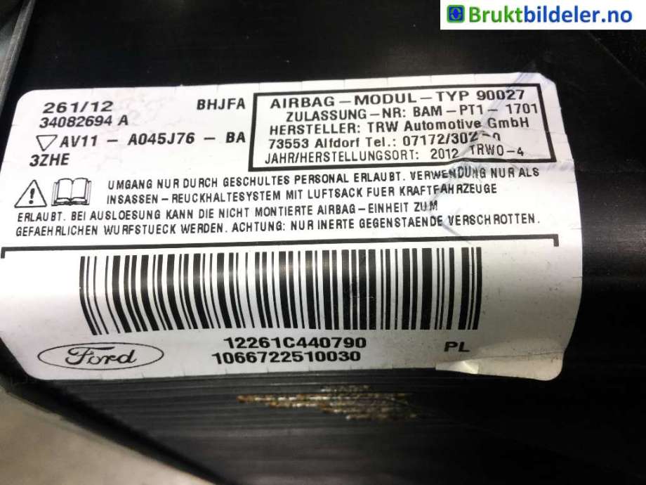 Airbag kne til Ford B-Max 2012-2017  (FORD|AV11-A045J76-BA|)