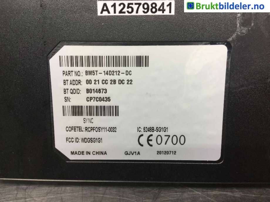 Styreenhet diverse til Ford B-Max 2012-2017  (FORD|BM5T-14D212-DC||00 21 CC 2B DC 22)