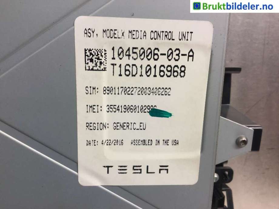 Instrument kjørecomputer til Tesla Model S 2016-2021 (Fase 2) (TESLA|1045006-03-A|)