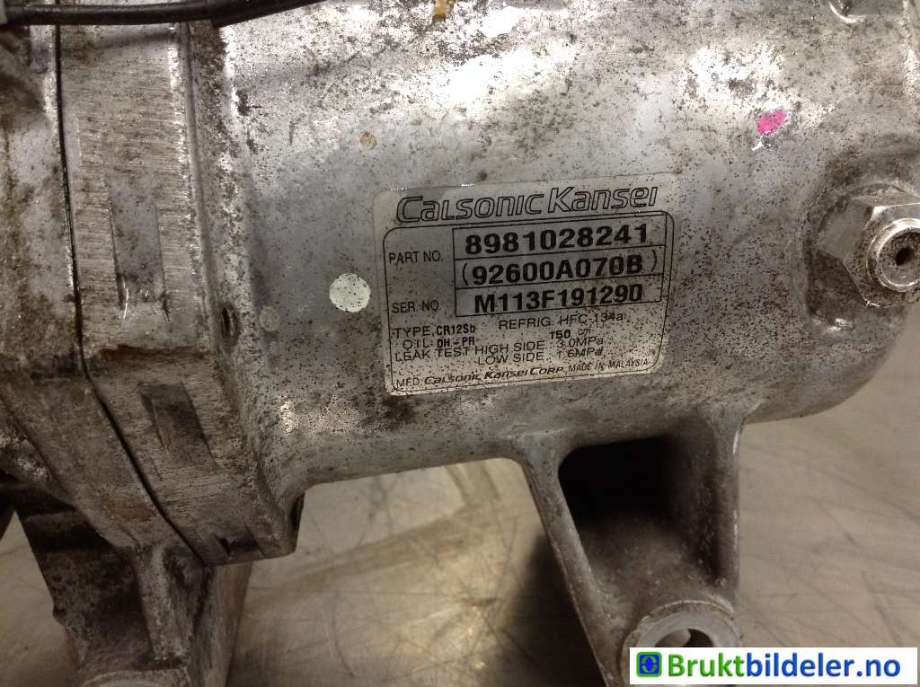 Aircondition kompressor til Isuzu D-Max 2012-2017 (Type II, Fase 1)  (ISUZU|8-98102-824-1|M113F191290|92600A070B)