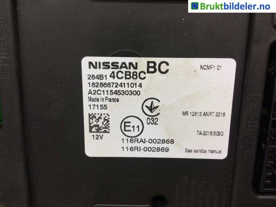 Styreenhet comfort (BCM) til Nissan Qashqai 2014-2021 (Type II)  (NISSAN|284B1-4CB8C|A2C1154530300|)