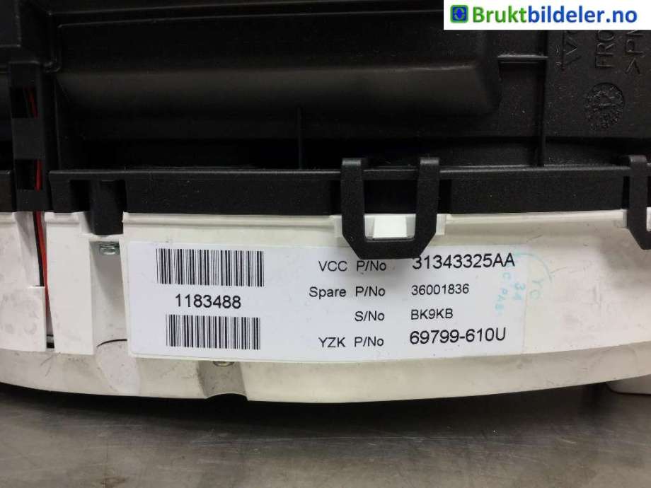 Instrumentpanel til Volvo XC60 2008-2013 (Type I, Fase 1) (VOLVO|31343325 AA|69799-610U|36001836)