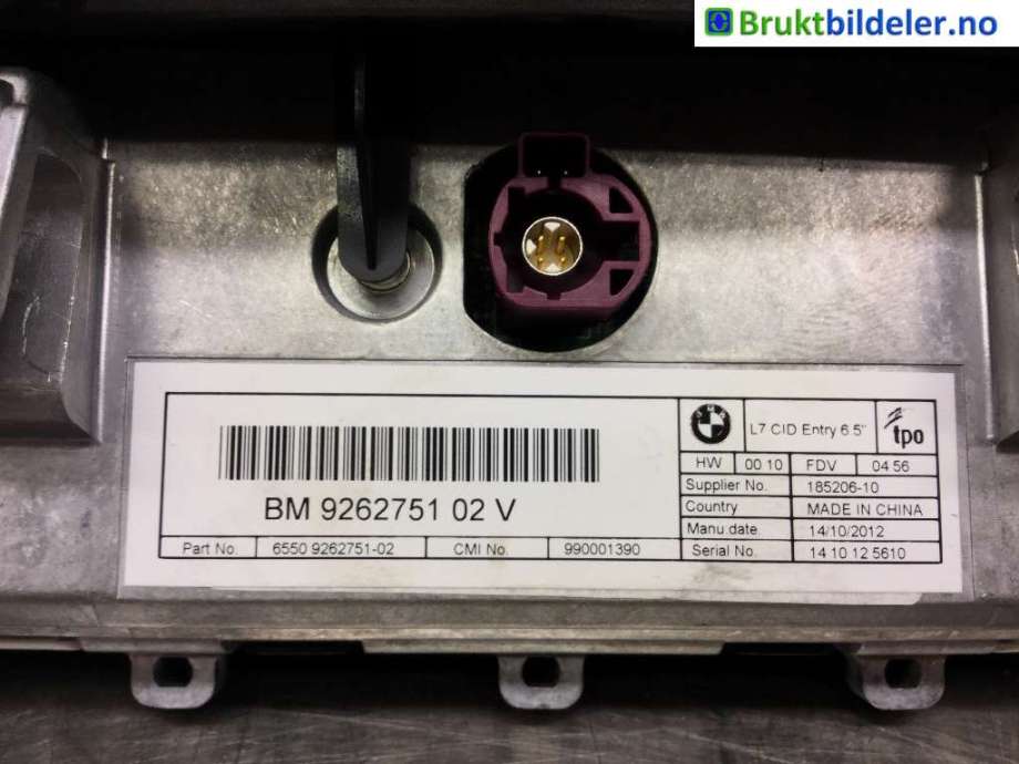 Instrument kjørecomputer til BMW 1-Serie 2011-2015 (Fase 1) (F20/F21) (F20/F21) (BMW|6550 9 262 751-02|)