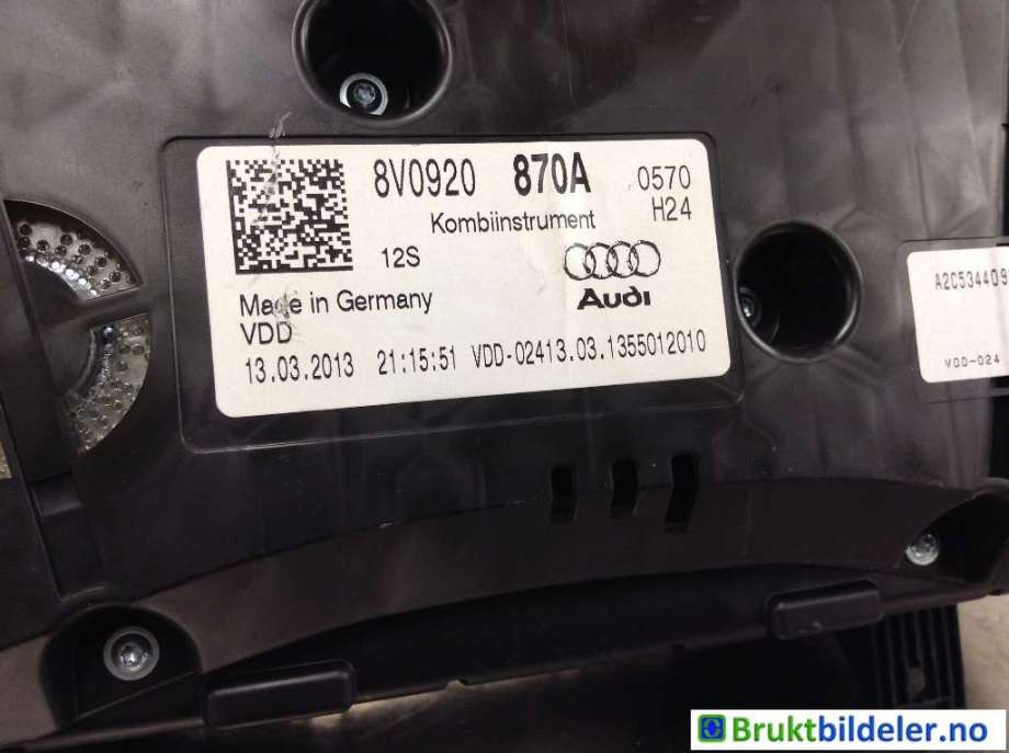 Instrumentpanel til Audi A3 2012-2016 (Type III, Fase 1)  (AUDI|8V0 920 870 A|02C53440928|)