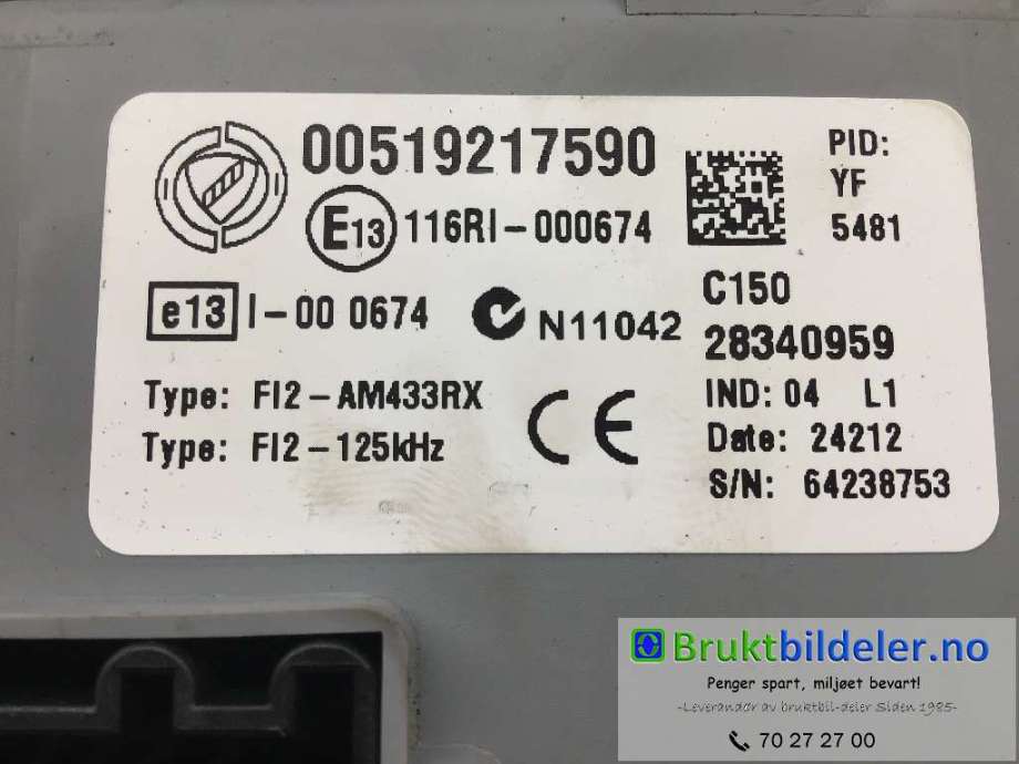 Sikringsboks til Fiat Doblo 2010-->> (Type II)  (FIAT|00 519 21 759 0|F12-AM433RX|)