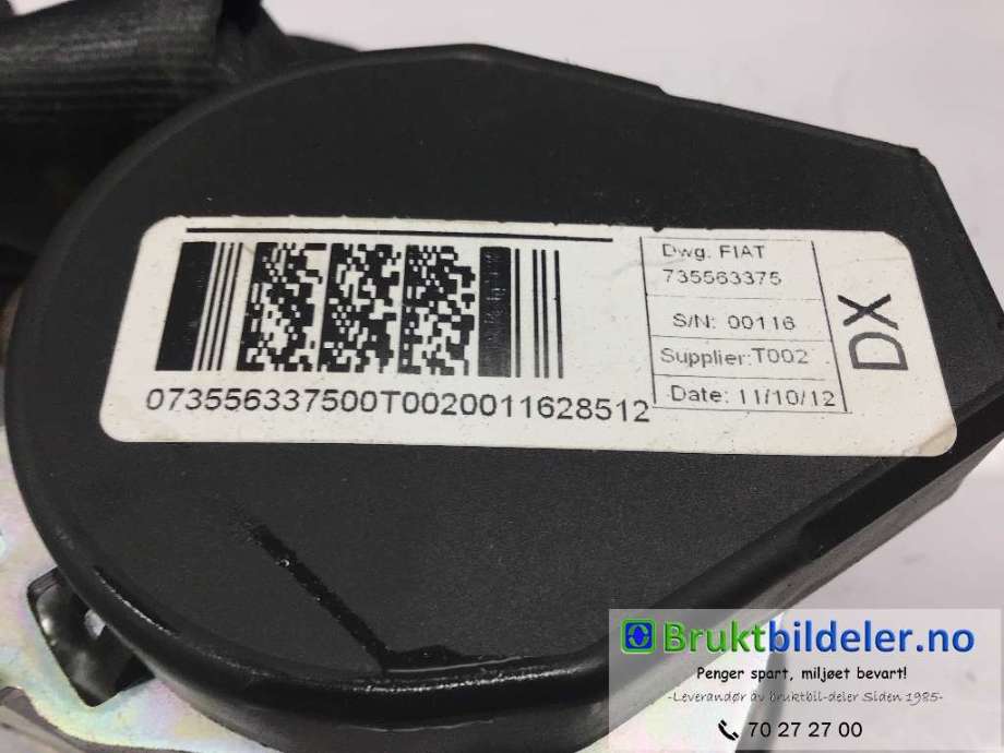 Sikkerhetsbelte foran høyre til Fiat Doblo 2010-->> (Type II)  (FIAT|735563375|)