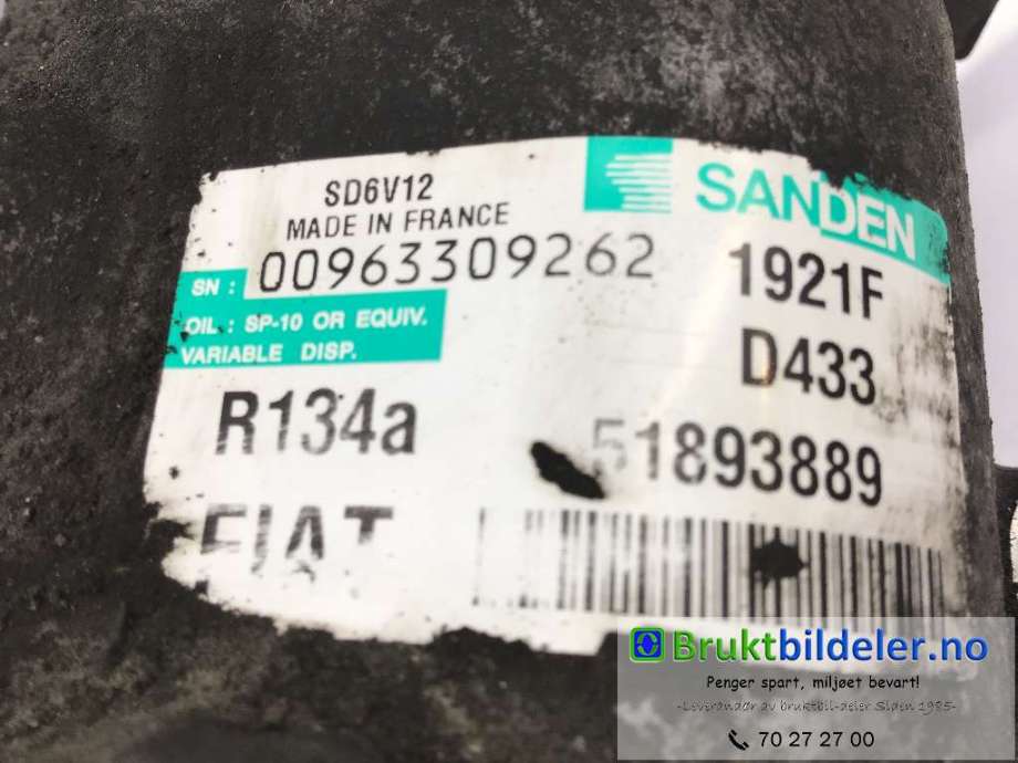 Aircondition kompressor til Fiat Doblo 2010-->> (Type II)  (FIAT|51893889|1921F|)