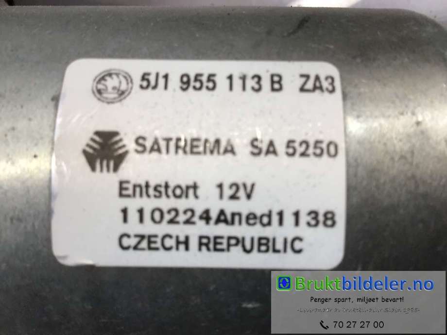 Viskermotor frontrute til Škoda Fabia 2010-2014 (Type II, Fase 2)  (SKODA|5J1 955 113 B|SA 5250|)
