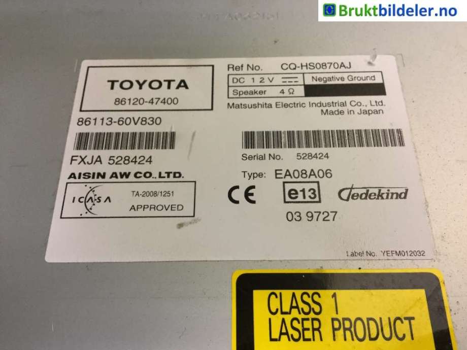 Bilstereo til Toyota Prius 2009-2016 (Type III) (COMBI) (COMBI) (TOYOTA|86120-47400|)
