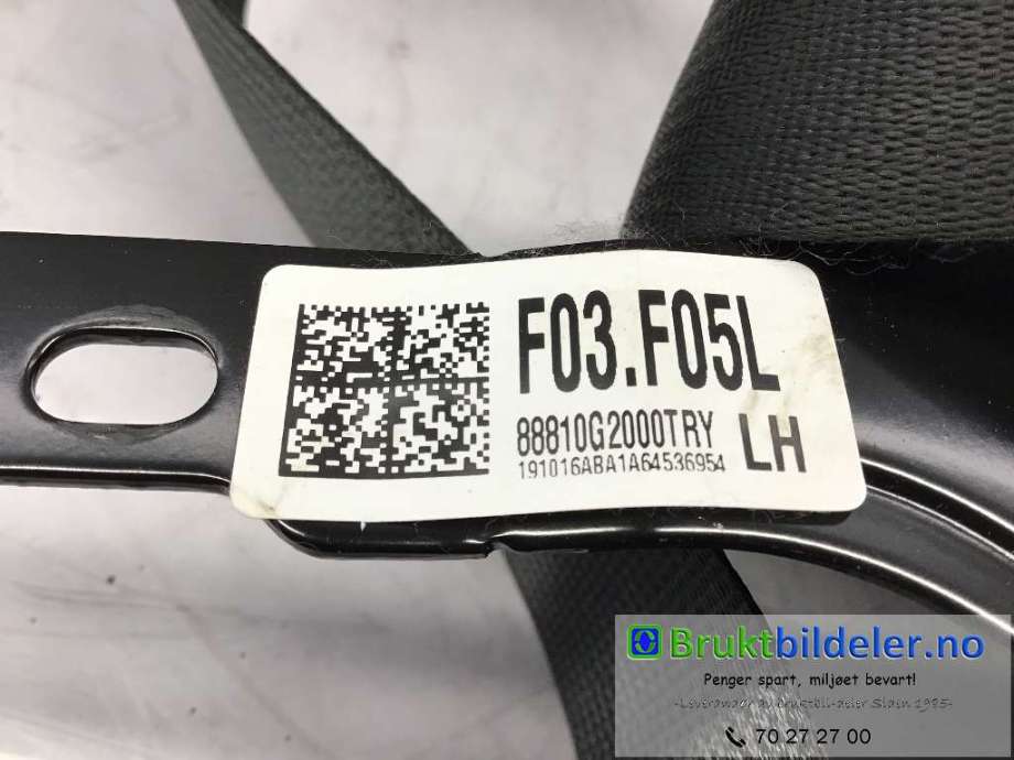 Sikkerhetsbelte foran venstre til Hyundai Ioniq Electric 2019-->> (Fase 2) (HYUNDAI|88810G2000TRY|88810-G2000|88820-G2300)