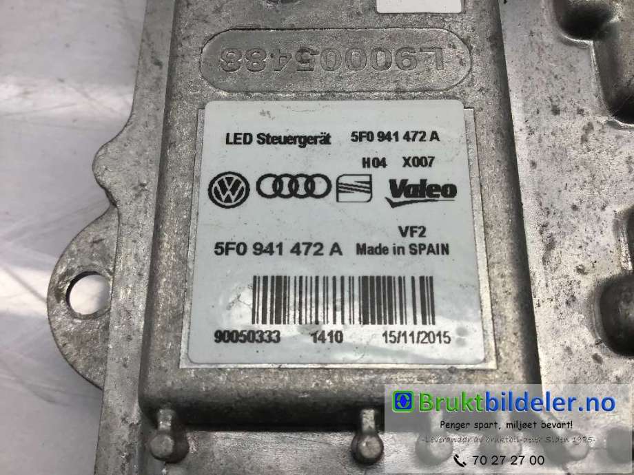 Styreenhet xenon/ballast til VW e-Golf 2014-2017 (Fase 1)  (VOLKSWAGEN|5F0 941 472 A|90050333|)