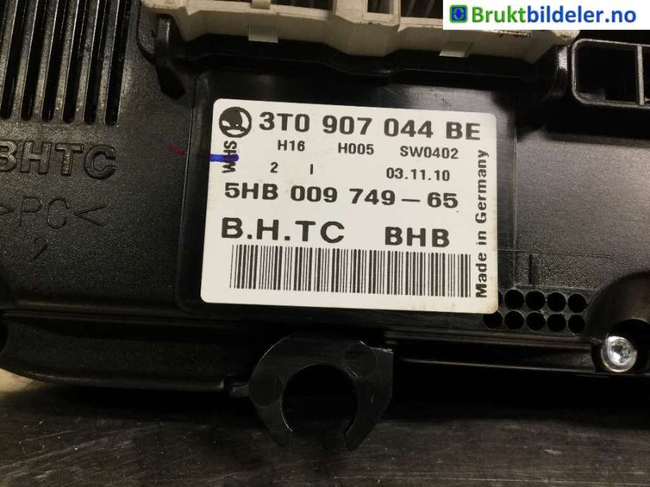 Varmeapparat betjening til Škoda Yeti 2009-2013 (Fase 1)  (SKODA|3T0 907 044 BE|)