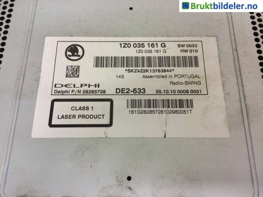 Bilstereo til Škoda Yeti 2009-2013 (Fase 1)  (SKODA|1Z0 035 161 G|)
