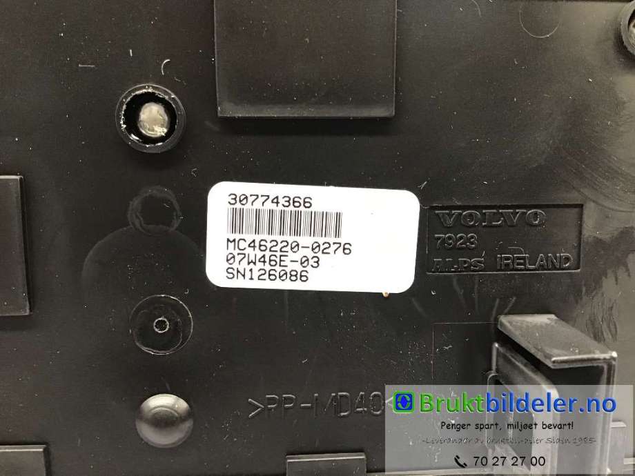 Varmeapparat betjening til Volvo S80 2006-2013 (Type II, Fase 1)  (VOLVO|30774366|)