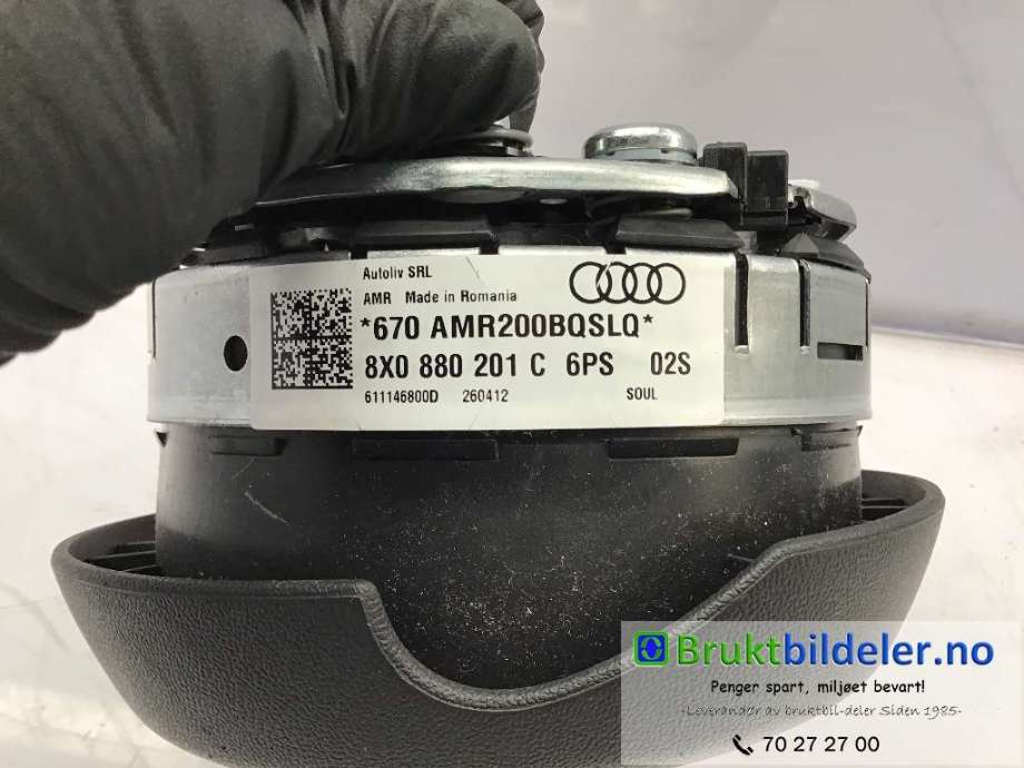 Airbag rattpute til Audi A1 2010-2014 (Type I, Fase 1)  (AUDI|8X0 880 201 C|)