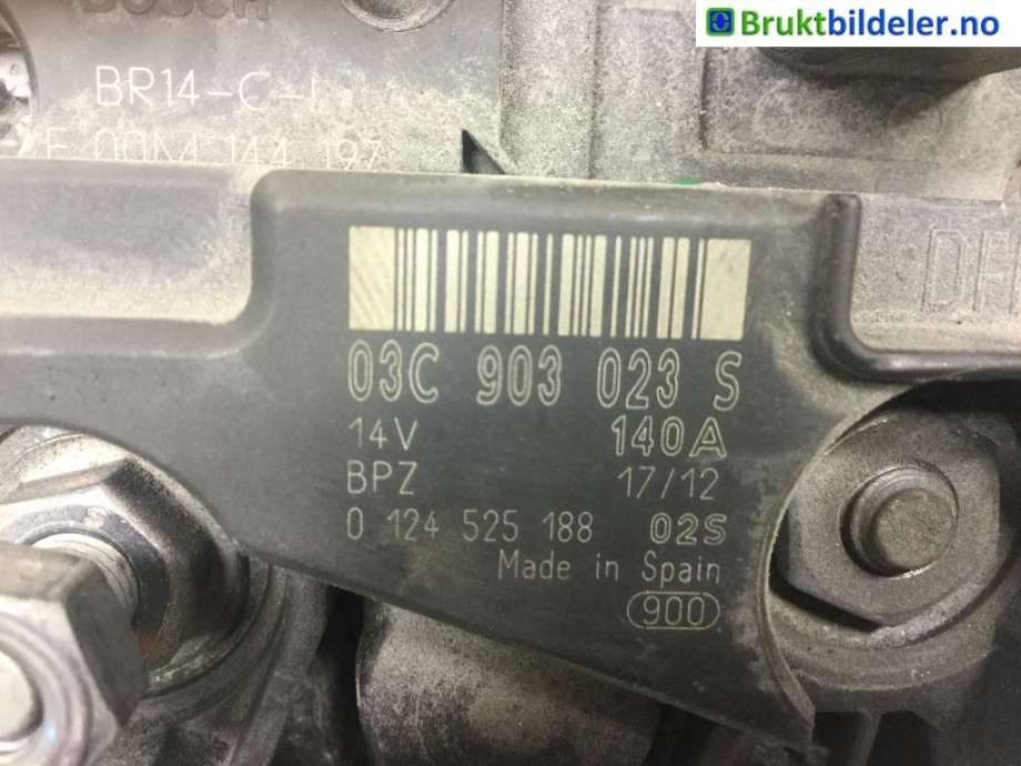 Dynamo til Audi A1 2010-2014 (Type I, Fase 1) (AUDI|03C 903 023 S|0 124 525 188|)