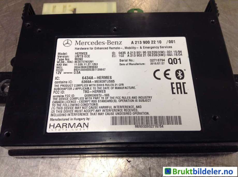 Styreenhet diverse til Mercedes B-Klasse 2011-2018 (W246) (W246) (MERCEDES|A 213 900 22 10|)