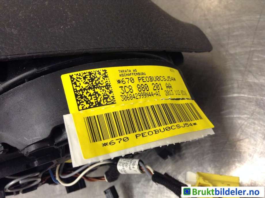 Airbag rattpute til VW Golf, Plus/Cross 2009-2013 (Fase 2)  (VOLKSWAGEN|3C8 880 201 AA|)