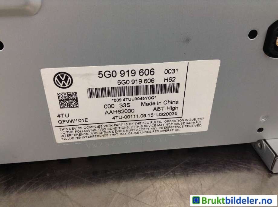 Instrument kjørecomputer til VW e-Golf 2014-2017 (Fase 1)  (VOLKSWAGEN|5G0 919 606|)