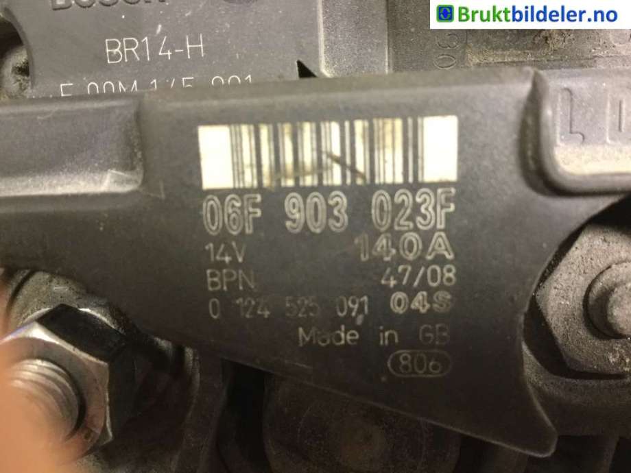 Dynamo til VW Tiguan 2007-2011 (Type I, Fase 1)  (VOLKSWAGEN|06F 903 023 F|0 124 525 091|)