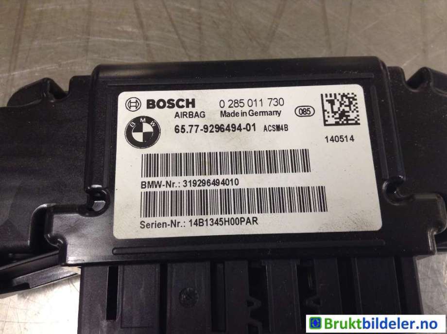 Airbag elektronikk til BMW 3-Serie 2012-2018 (F30/F31/F34) (F30/F31/F34) (BMW|65 77 9 296 494-01|0 285 011 730|)