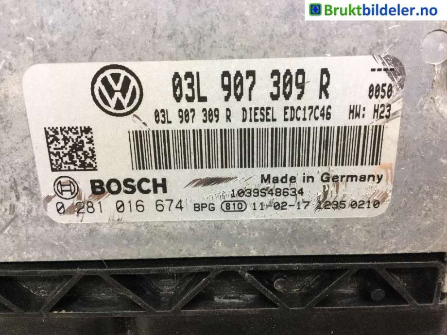 Styreenhet motor til VW Tiguan 2011-2016 (Type I, Fase 2)  (VOLKSWAGEN|03L 907 309 R|0 281 016 674|)