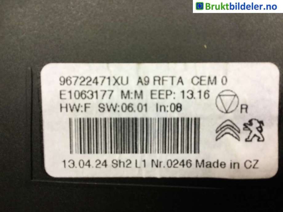 Varmeapparat betjening til Peugeot 2008 2013-2019 (Type I)  (PEUGEOT|96722471XU|)