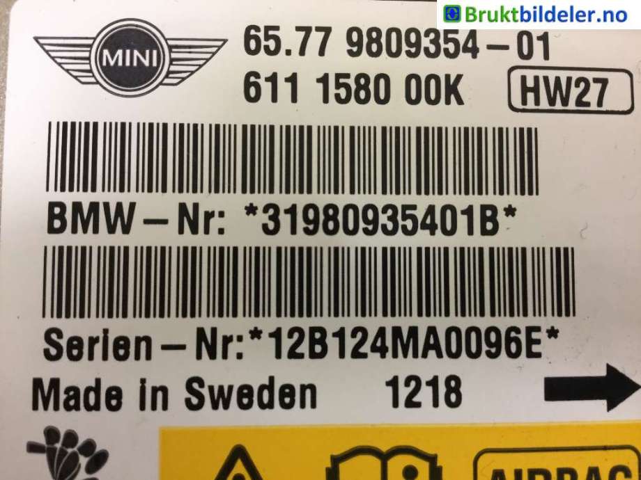 Airbag elektronikk til Mini Countryman 2010-2016 (R60) (R60) (MINI|31980935401B|)