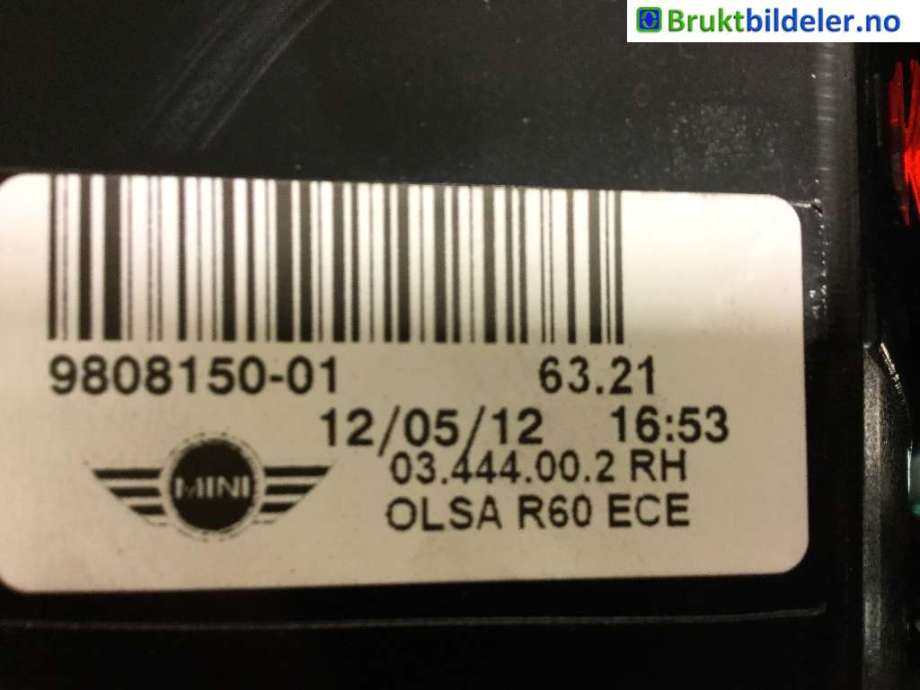 Baklykt høyre til Mini Countryman 2010-2016 (R60) (R60) (MINI|63 21 9 808 150||9808150-01)
