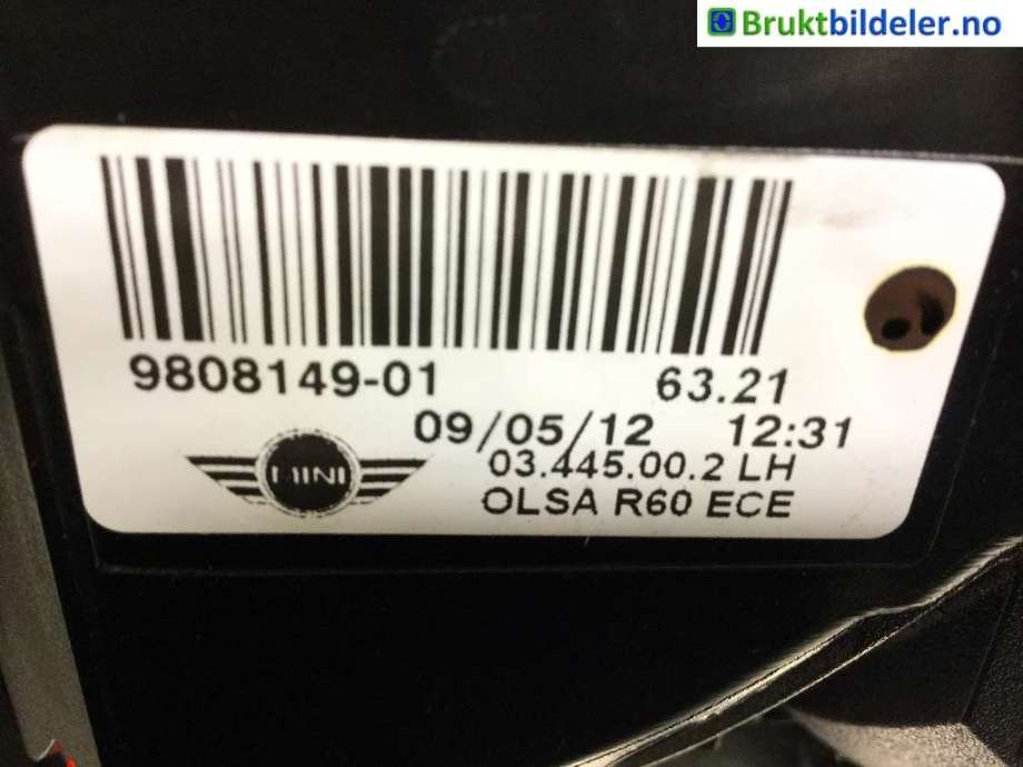 Baklykt venstre til Mini Countryman 2010-2016 (R60) (R60) (MINI|63 21 9 808 149||9808149-01)