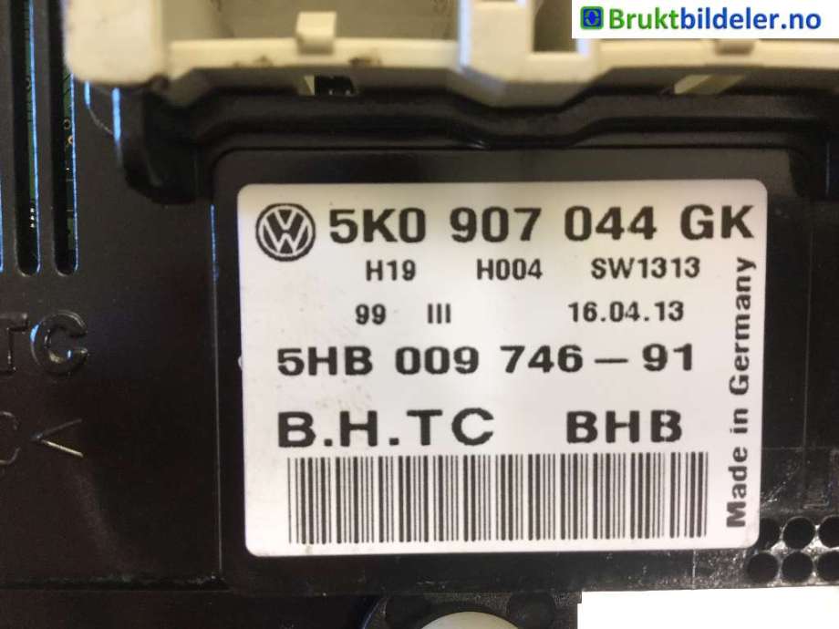 Varmeapparat betjening til VW Golf, Plus/Cross 2009-2013 (Fase 2) (VOLKSWAGEN|5K0 907 044 GK|)