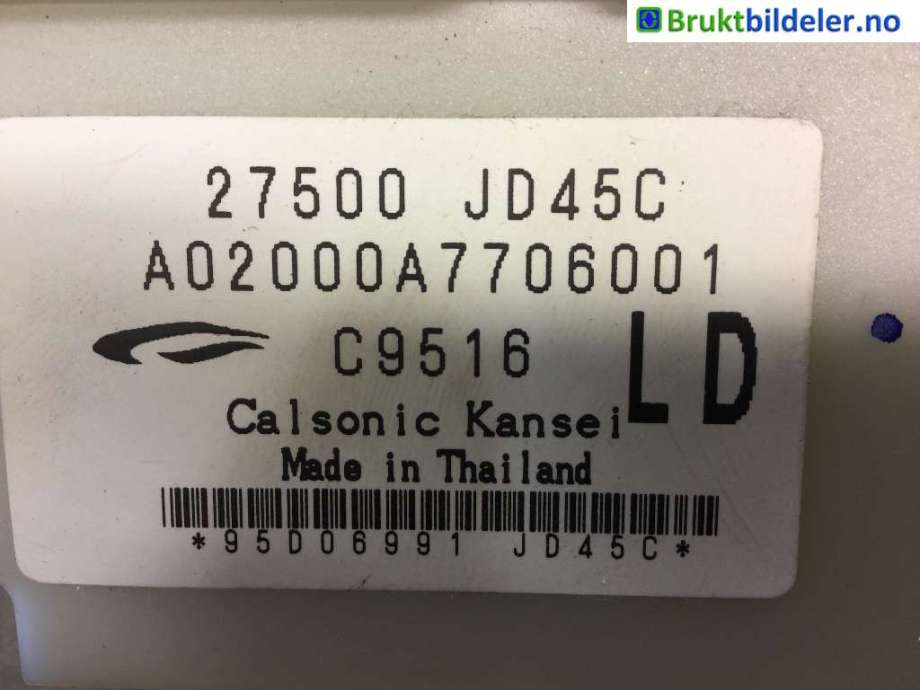 Varmeapparat betjening til Nissan Qashqai 2007-2010 (Type I, Fase 1)  (NISSAN|27500 JD45C|)