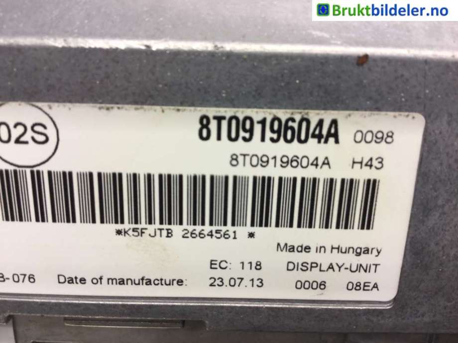 Instrument kjørecomputer til Audi Q5 2012-2017 (Type I, Fase 2)  (AUDI|8T0 919 604 A|)