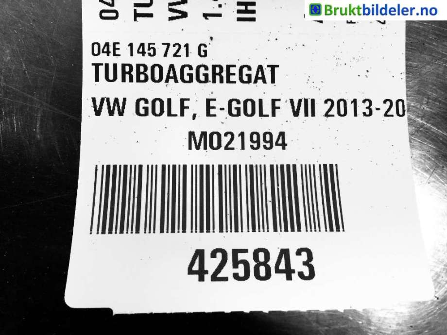 Turbo til VW e-Golf, 2014-2017 (Fase 1)  (VOLKSWAGEN|04E 145 721 G)