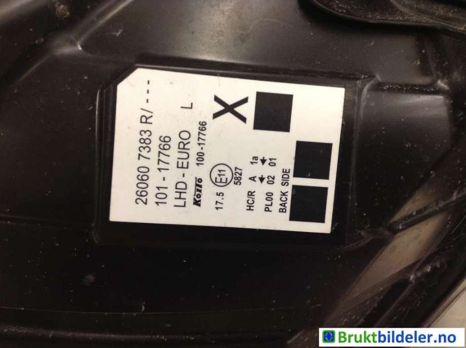 Frontlykt venstre halogen til Renault Kangoo 2008-2021 (Type II) (RENAULT|260607383R|101-17766|)